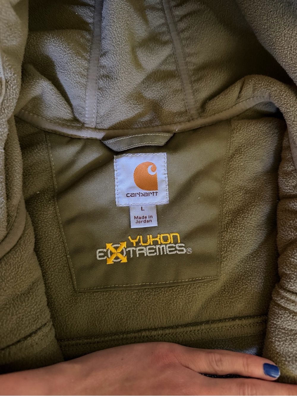 Men’s size large Carhartt yukon defender jacket. Olive/ Army green color. - Picture 3 of 4